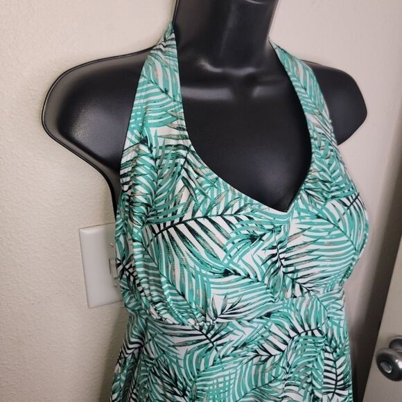 Sea & Sand Beachwear palm leaf on piece swimsuit swimdress 18w - Picture 3 of 7